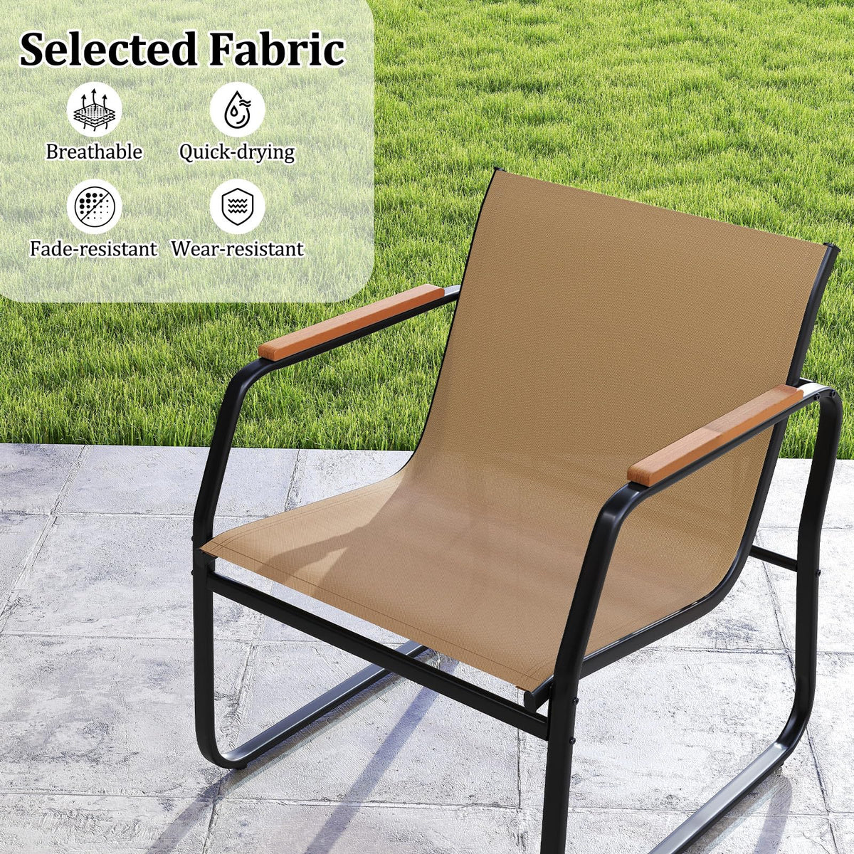 3-Piece Bistro Set, Patio Chairs & Side Table w/Storage Basket, Breathable Mesh Fabric