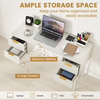 Computer Desk with 4 Drawers, 120cm Home Office Desk with Storage