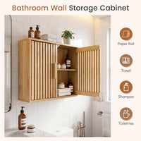 Bathroom Wall Cabinet with 2 Slatted Doors and 3 Adjustable Shelves