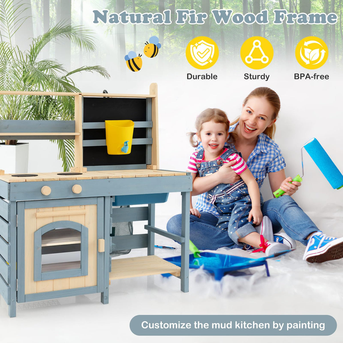 2-In-1 Outdoor Kids Play Kitchen and Grocery Store for 3-8 Years Old Toddlers