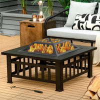 32” 3-in-1 Fire Pit, Outdoor Kitchen Charcoal BBQ Table Grill