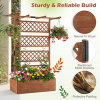 185cm Planter Box with Trellis and Flat Roof for Climbing Plants