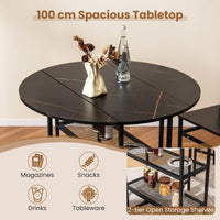 Mobile Folding Dining Table Seats 2-4 People, Round Drop Leaf Kitchen Table
