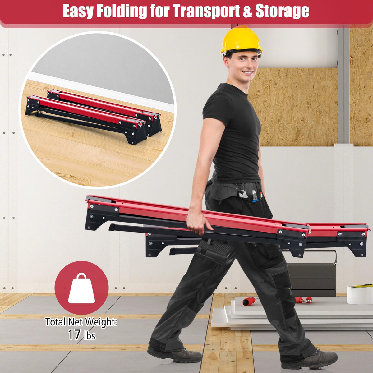 Saw Horses 2 Pack Folding, Portable Lightweight Work Horse