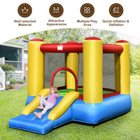 Kids Inflatable Bounce House, Jumping Castle w/Spacious Bouncing Area & Slide, Inflatable Bouncer w/Carry Bag, Stakes (Without Blower)