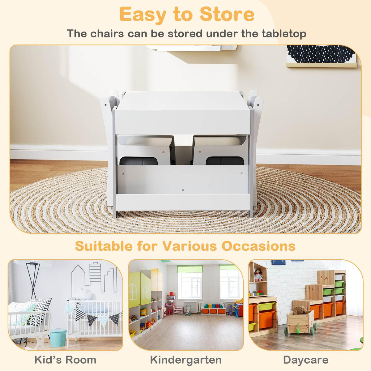 4-in-1 Kids Wooden Activity Table with Reversible Blackboard and Bookshelves