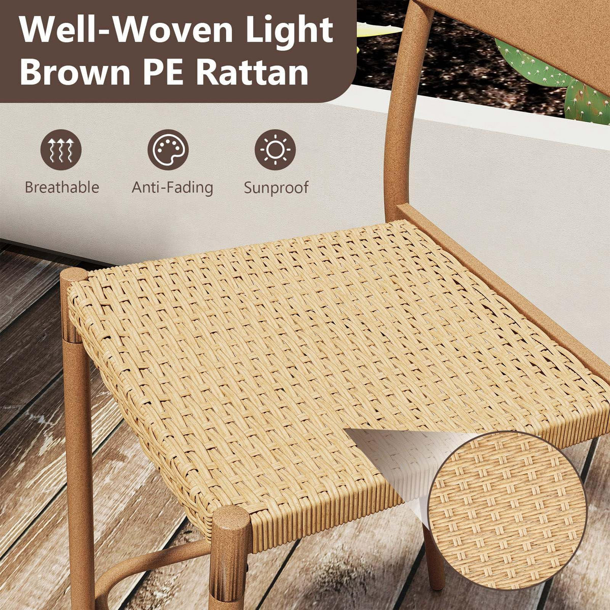 Patio Barstools Set of 2, Outdoor Bar Height Chairs