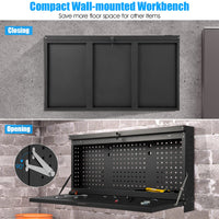 2-in-1 Wall Control Pegboard Tool Organizer with Large Tabletop for Garage