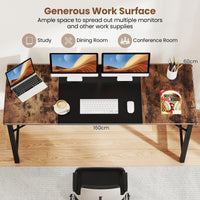 160 cm Computer Desk, Heavy Duty Metal Frame Laptop Table