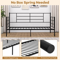 Single Daybed 2-in-1 Sofa Bed w/Arms & Back Metal Slat Support Living Room Black