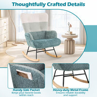 Nursery Rocking Chair with Boucle Fabric Ergonomic Armrests and High Back