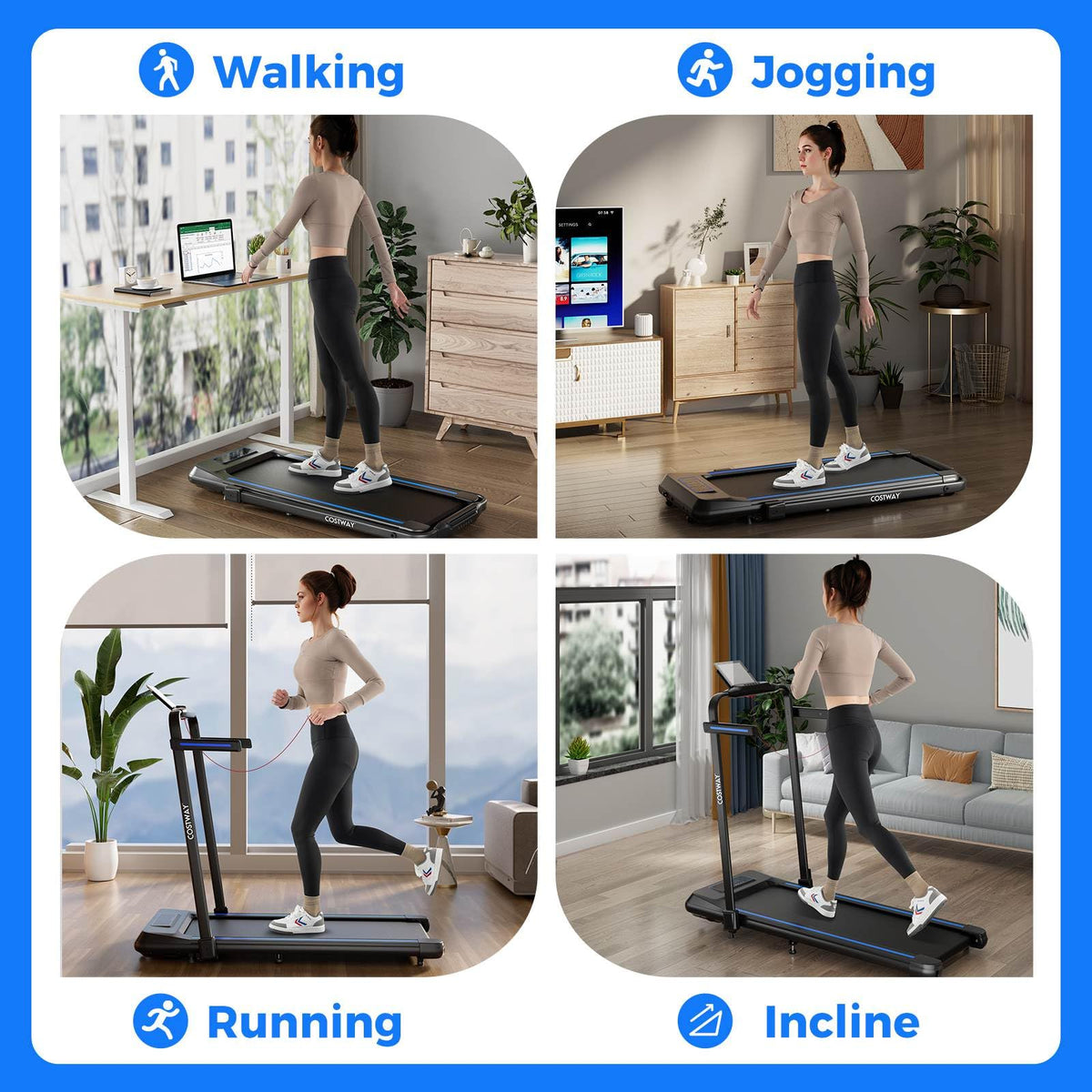 3.0 HP 2 in 1 Folding Treadmill with Incline Remote Control