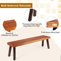 Patio Dining Wood Bench with Rustic Steel Legs