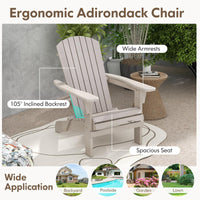 Folding Adirondack Chair Set of 2 with High Backrest and Wide Armrests