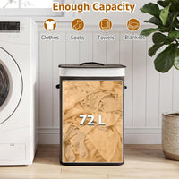 Giantex Bamboo Laundry Hamper w/Lid, 72 L Capacity Clothes Hamper w/Removable Liner