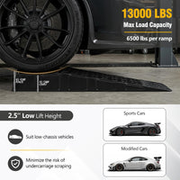 2-Pack 6.5 cm Lift 0000kg GVW Capacity Low Profile Car Ramps for Jack Support
