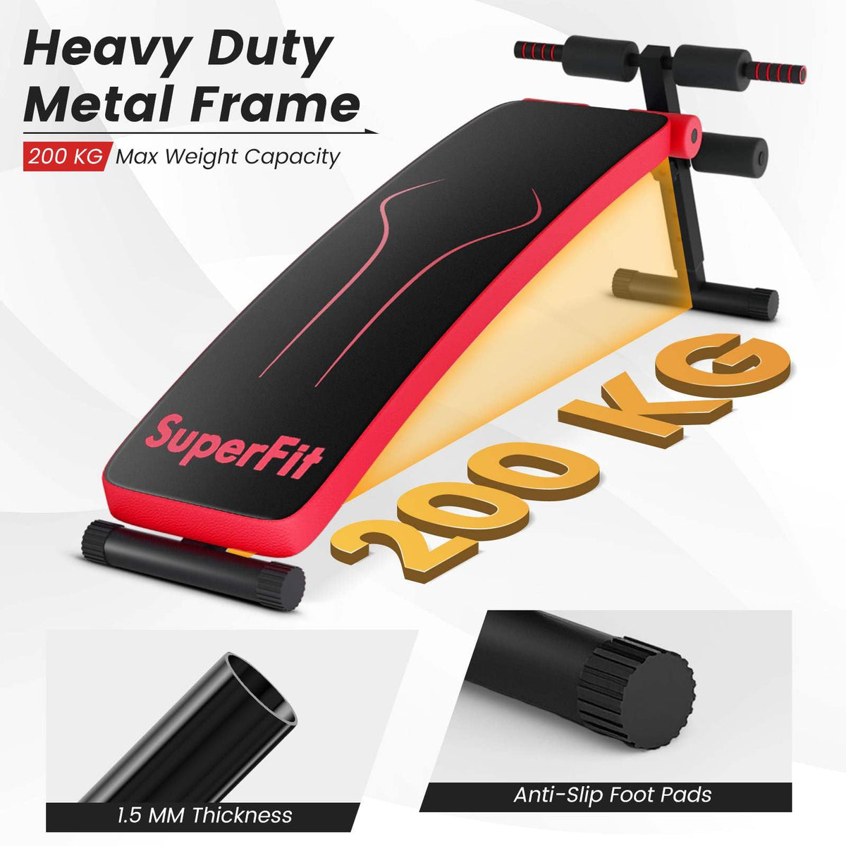 Foldable Adjustable Sit-Up Bench with Crunch Handles Home Gym Exercise Equipment