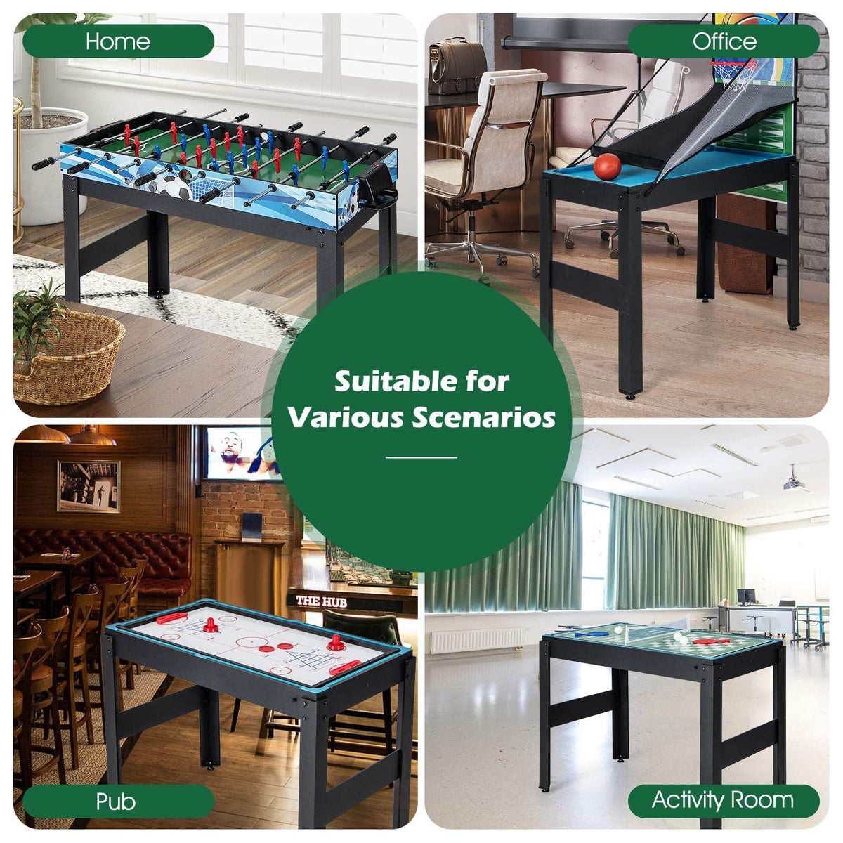 14-in-1 Combo Game Table Set with Foosball for Home and Office