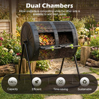 Compost Tumbler, 142L Large Outdoor Compost Bin w/Dual Chambers