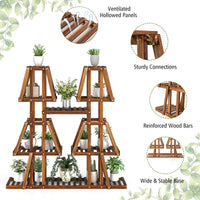 Indoor Outdoor Trapezoid Plant Rack for Multiple Plants, 5-Tier 10 Potted Flower Pot Holder