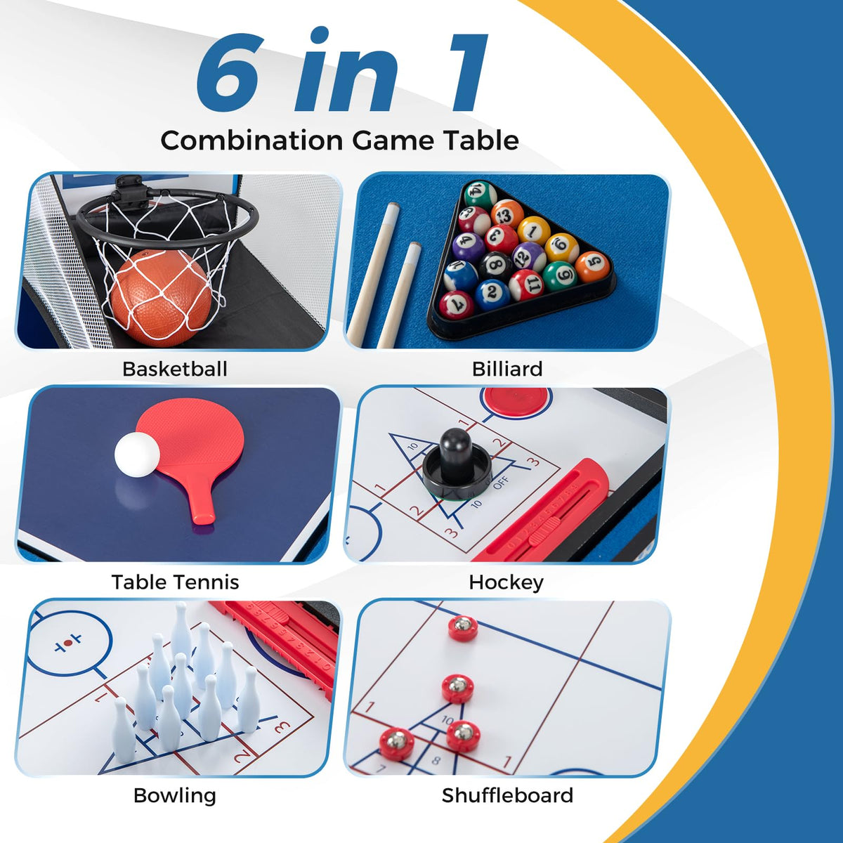 Giantex 6 in 1 Multi Game Table, Combo Game Table
