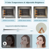 80 x 60 CM Rectangular LED Bathroom Mirror Wall-Mounted Mirror with 3-Color Dimmable Lights