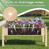 Wooden Raised Garden Bed with Legs, Natural Fir Wood Elevated Planter Box