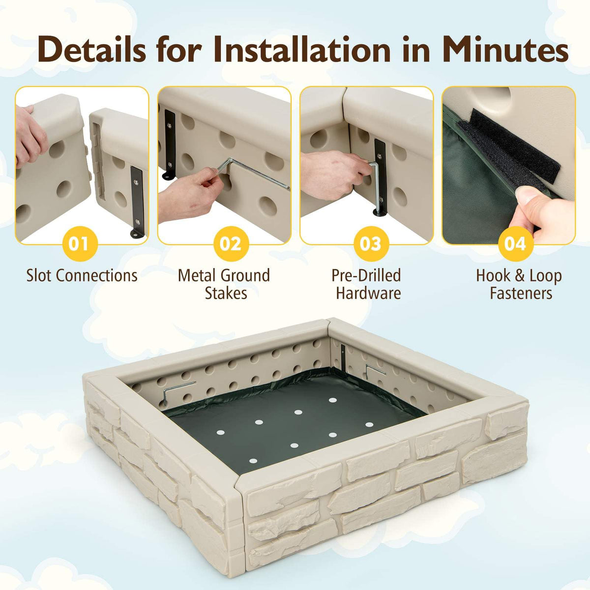 2-In-1 Sandbox with Waterproof Oxford Fabric Cover and Bottom Liner