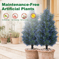 Giantex 2 Pack 100cm Artificial Lavender Topiary Trees, Sun-Resistant Faux Cone Bushes
