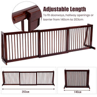 3 Panel Folding Wood Pet Slide Gate with Adjustable Length for Dogs