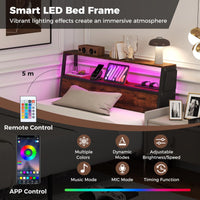 Single Size LED Bed Frame with Charging Station