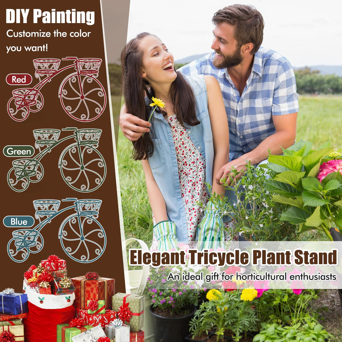 Tricycle Plant Stand, Flower Pot Cart Holder