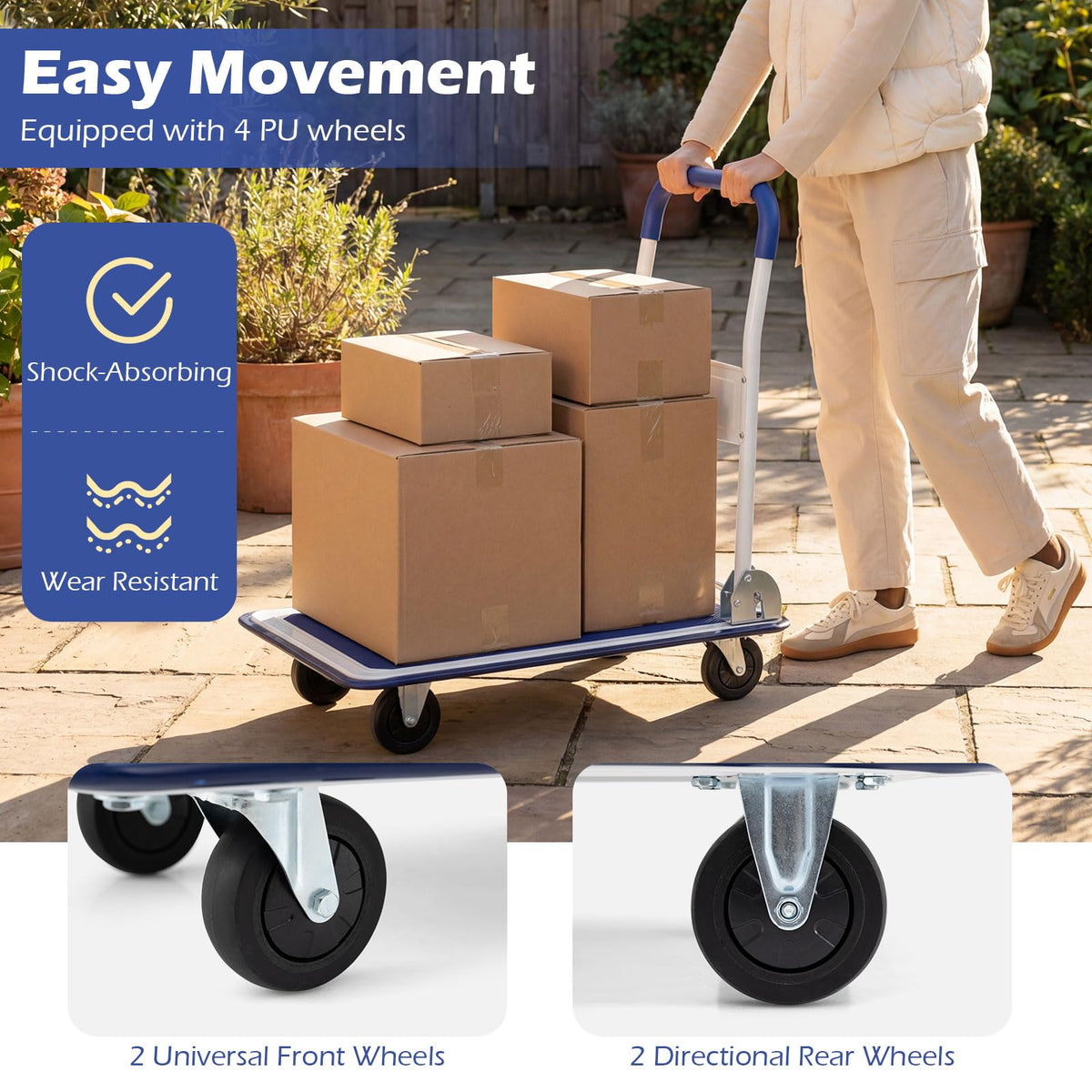 Folding Platform Truck with Swivel Wheels for Loading/Storage