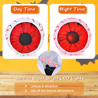 Giantex 2 Pack 0.9 M Halloween Inflatable Eyeballs with Air Blower Red LED Lights