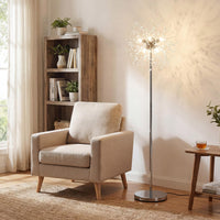 160cm Crystal Floor Lamp, Modern Freestanding Dandelion Light with Acrylic Crystals