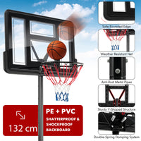 Basketball Hoop Stand, Rim Height Adjustable 4.25ft - 10ft, 44" Backboard, Basketball Stand System with Net