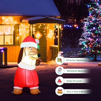160 CM Christmas Inflatable Dog with Internal Bulbs for Indoor & Outdoor