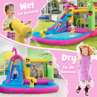 Inflatable Water Slide, Inflatable Jumping Castle w/680W Blower & 50 Ocean Balls for Indoor Outdoor