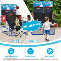 Kids Basketball Arcade Game, Dual Shot Basketball Game w/ 4 Balls & Inflation Pump for Indoor Outdoor Sport Play