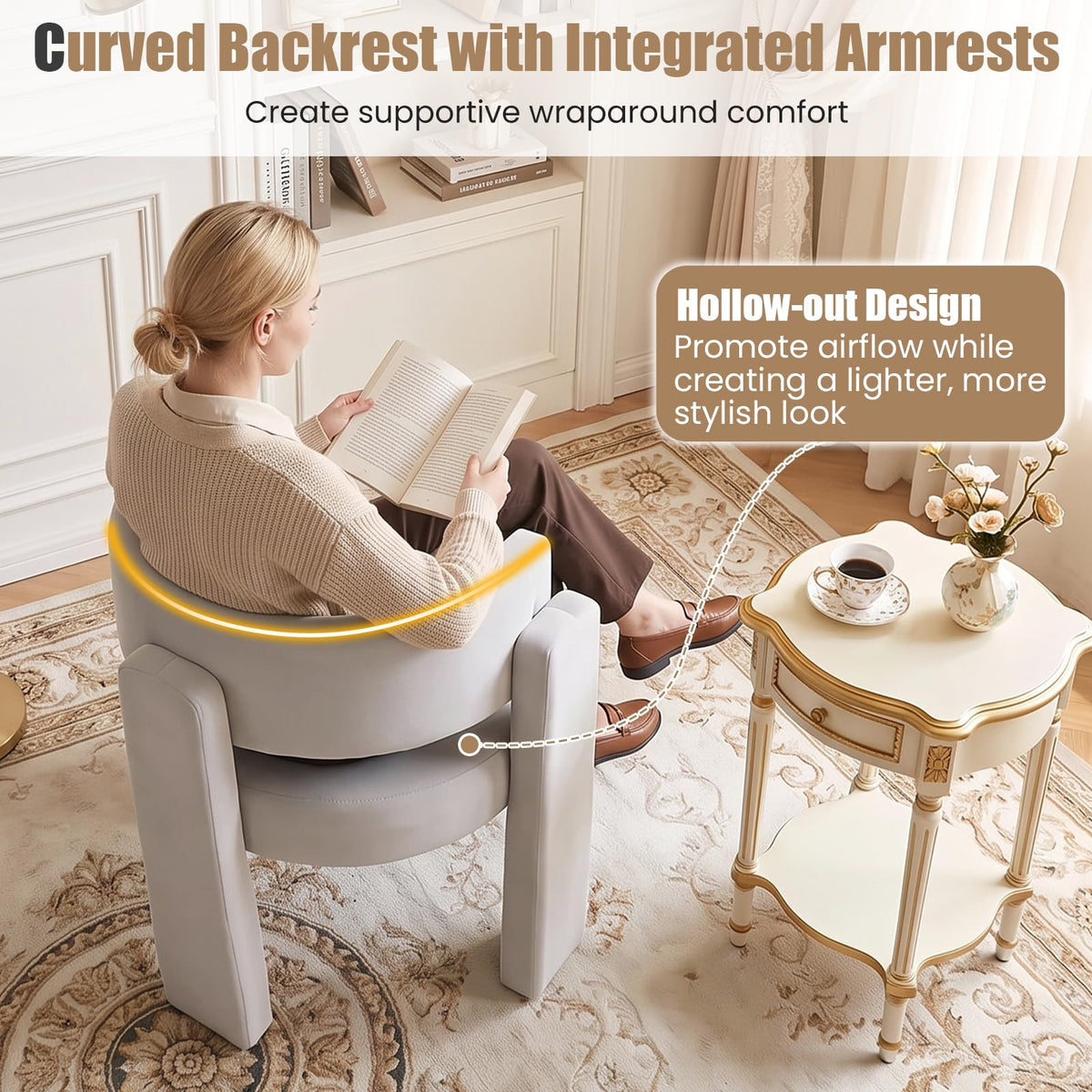 Giantex Modern Velvet Barrel Accent Chair, Comfy Upholstered Armchair