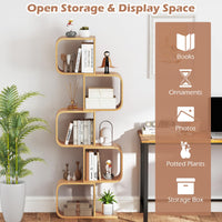 Bamboo Bookshelf with 5 Open Cubes