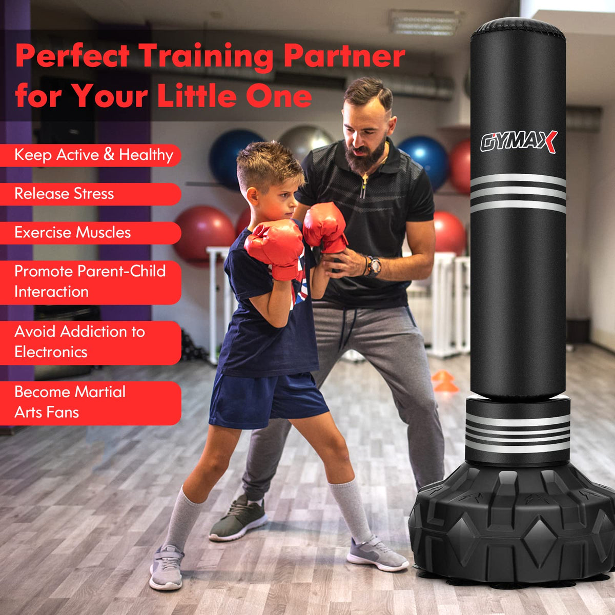 170 Freestanding Punching Bag Heavy Boxing Bag with Stand for Adults Youth Kids