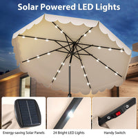3m Solar Patio Umbrella with 24 LED Lights Vented Top and Ruffles