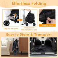 Double Pet Stroller Foldable Dog Walk Jogger with Adjustable Sunshade