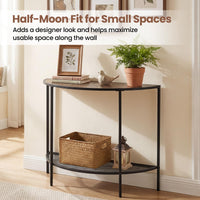 Half Moon Console Table 2-Tier Narrow Entryway Table with Storage Shelf
