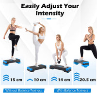 3-in-1 Aerobic Step Platform Set with 2 Stackable Risers