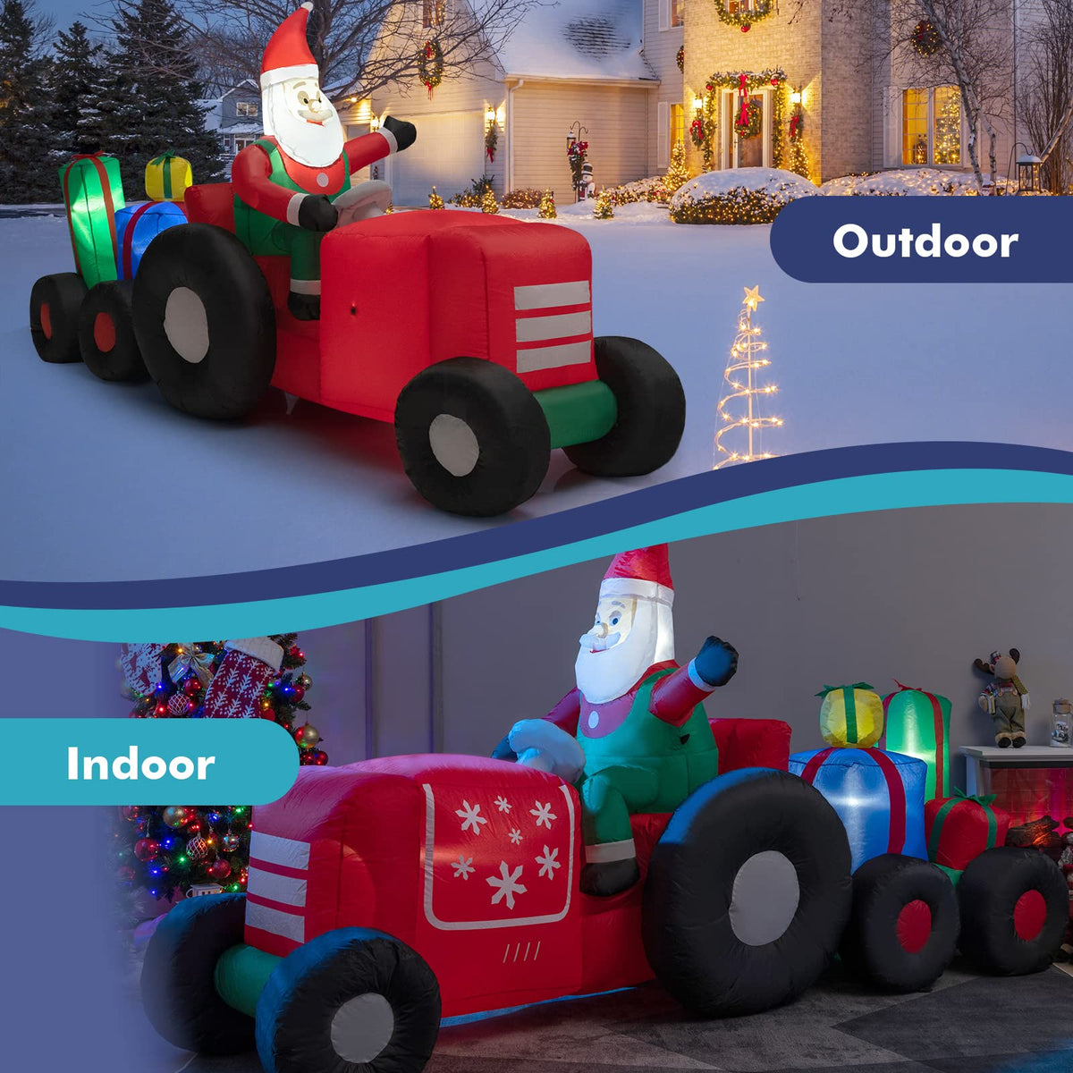 270CM Christmas Inflatable Truck with Santa Claus & Gifts