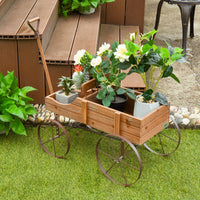 Wood Wagon Planter with Adjustable Handle