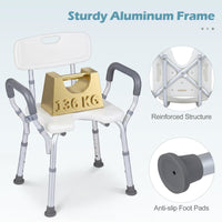 Height-adjustable hower Chair with Backrest and Padded Armrests