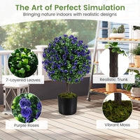 et of 2 Artificial Purple Rose Topiary Ball Trees